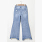 Leslee Acid Wash Raw Hem High Waist Flared Jeans