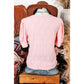RTS Letta Pink Flower Geometric Textured Button Short Sleeve Top