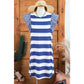 Letecia Blue Stripe Contrast Ruffled Sleeve T-shirt Dress