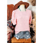 RTS Letta Pink Flower Geometric Textured Button Short Sleeve Top