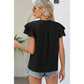 Lettie Black V Neck Ruffle Short Sleeve Blouse