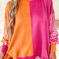 Lia Pink Colorblock Gingham Sleeve Crewneck Sweatshirt
