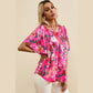 Liandra Pink Floral Short Sleeve Smocked Blouse