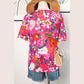 Liandra Pink Floral Short Sleeve Smocked Blouse