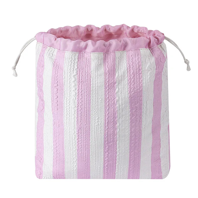 Adalyn Striped Travel Pouches for Makeup & Daily Essentials  - 6 Colors