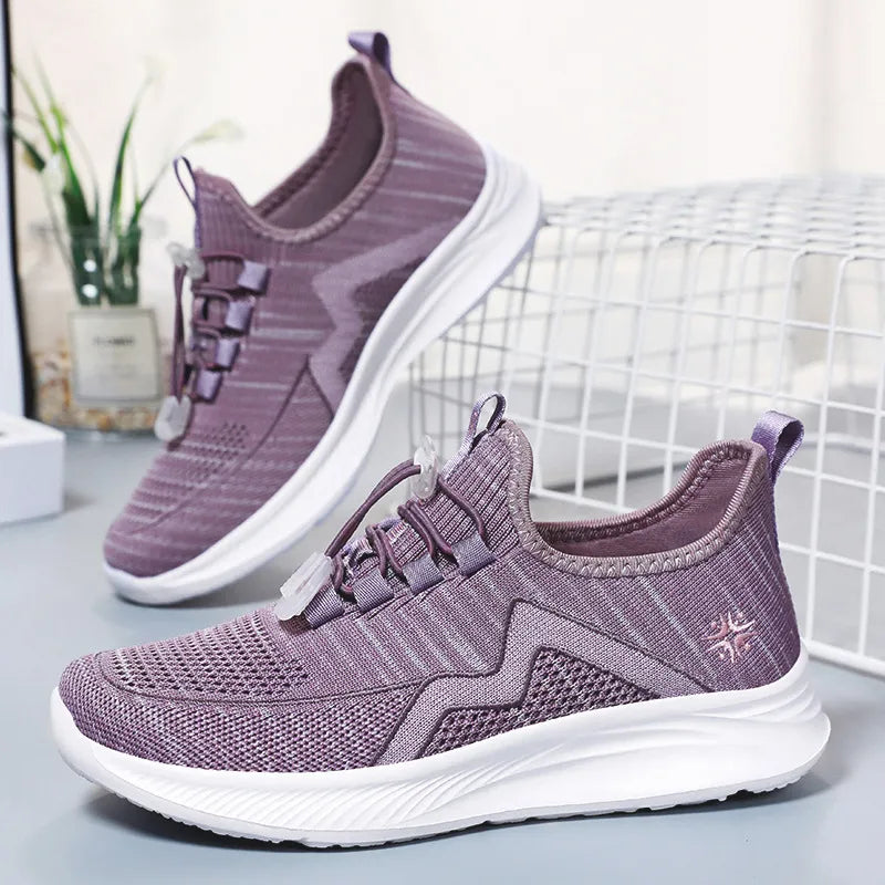 Athletic Knit Running Shoes with Cushioned Sole - 3 Colors
