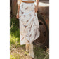 Lilee Beige Western Print Satin Long Skirt