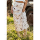 Lilee Beige Western Print Satin Long Skirt