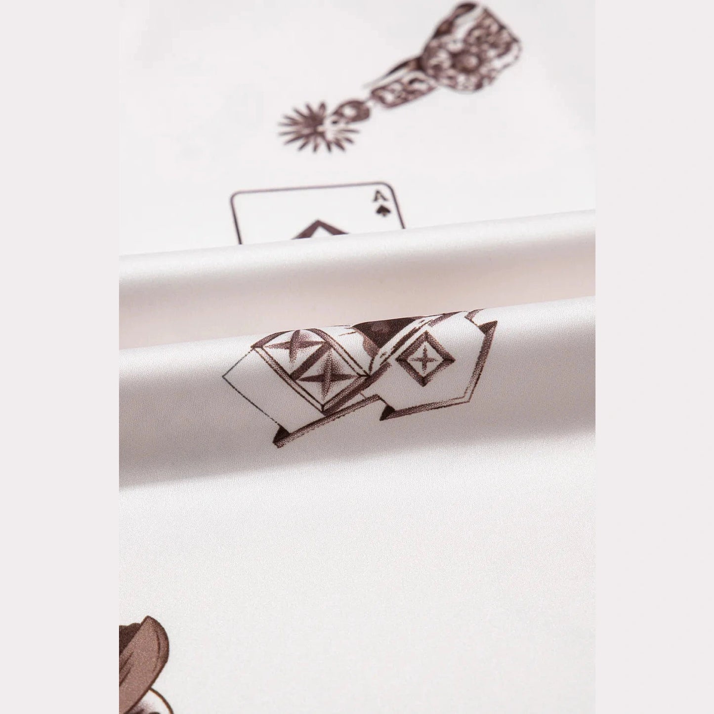 Lilee Beige Western Print Satin Long Skirt