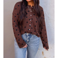 Lilliana Brown Polka Dot Button Front Long Sleeve Casual Shirt
