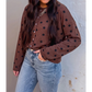 Lilliana Brown Polka Dot Button Front Long Sleeve Casual Shirt