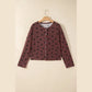 Lilliana Brown Polka Dot Button Front Long Sleeve Casual Shirt