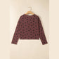 Lilliana Brown Polka Dot Button Front Long Sleeve Casual Shirt