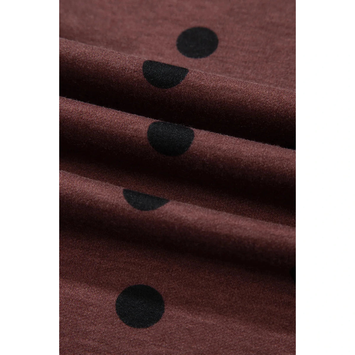 Lilliana Brown Polka Dot Button Front Long Sleeve Casual Shirt