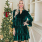 Lisanne Green Velvet Tiered Mini Dress