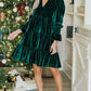Lisanne Green Velvet Tiered Mini Dress