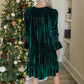 Lisanne Green Velvet Tiered Mini Dress