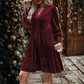 Lisanne Red Velvet Tiered Mini Dress