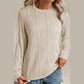 Lisanne Apricot Textured Wavy Round Neck Long Sleeve Top