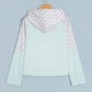 Lisha Textured Floral Patchwork Button Hooded Long Sleeve Top