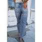 Lizzy Sky Blue Open Knee Cutout Straight Leg Jeans