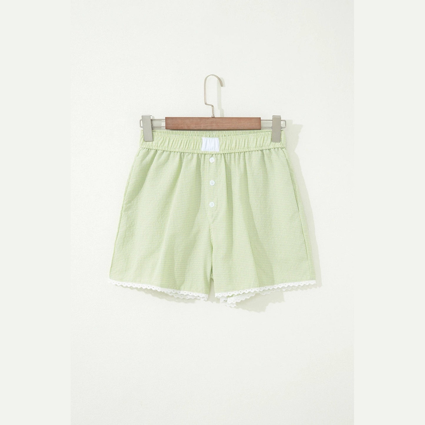 Lolo Green Plaid Gingham Printed High Waist Shorts