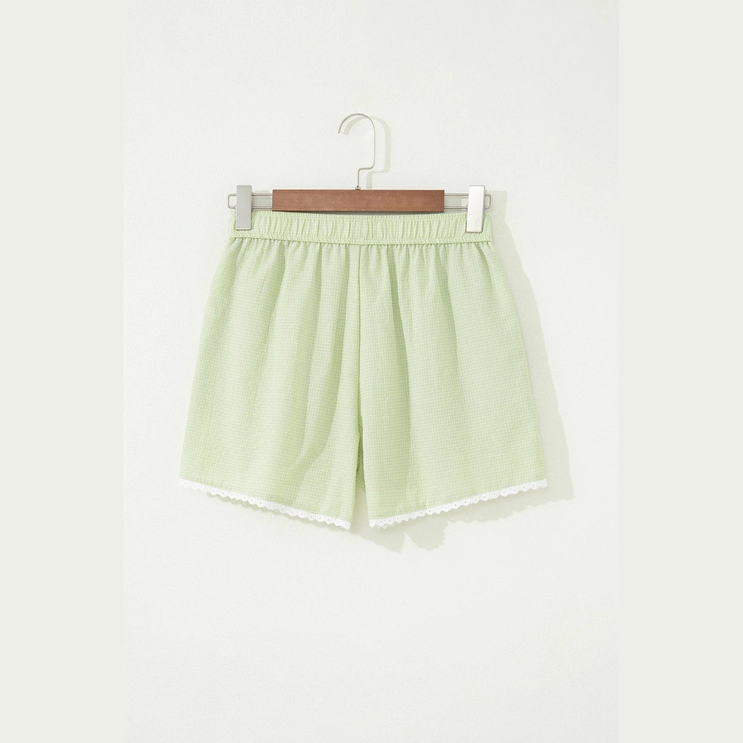Lolo Green Plaid Gingham Printed High Waist Shorts