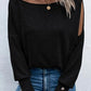 London Black Asymmetrical Cut Out Buttoned Long Sleeve Top