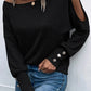 London Black Asymmetrical Cut Out Buttoned Long Sleeve Top