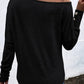 London Black Asymmetrical Cut Out Buttoned Long Sleeve Top