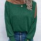 London Green Asymmetrical Cut Out Buttoned Long Sleeve Top