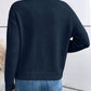 Lovina Navy Sweater With Scalloped Lace‑Trim Neckline