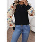 Lily Rose Flower Puff Sleeve Patchwork Top
