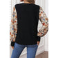 Lily Rose Flower Puff Sleeve Patchwork Top