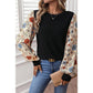 Lily Rose Flower Puff Sleeve Patchwork Top