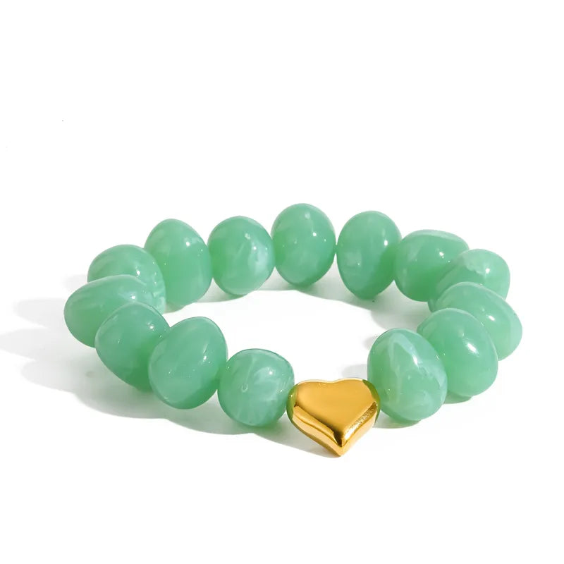 Golden Heart Stone Stretch Bracelets - 4 Colors