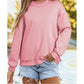 Alessia Light Pink Oversize Drop Shoulder Reversible Mock Neck Sweatshirt