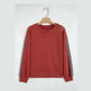 Lucilla Mineral Red Checkered Trim Long Sleeve Round Neck Shift Sweatshirt