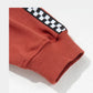 Lucilla Mineral Red Checkered Trim Long Sleeve Round Neck Shift Sweatshirt