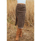 Lucille Brown Leopard Denim Frayed Split Denim Midi Skirt