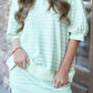 Lulie Green Stripe Ribbed Color Block Trim Half Sleeve Top Mini Skort 2pcs Outfit