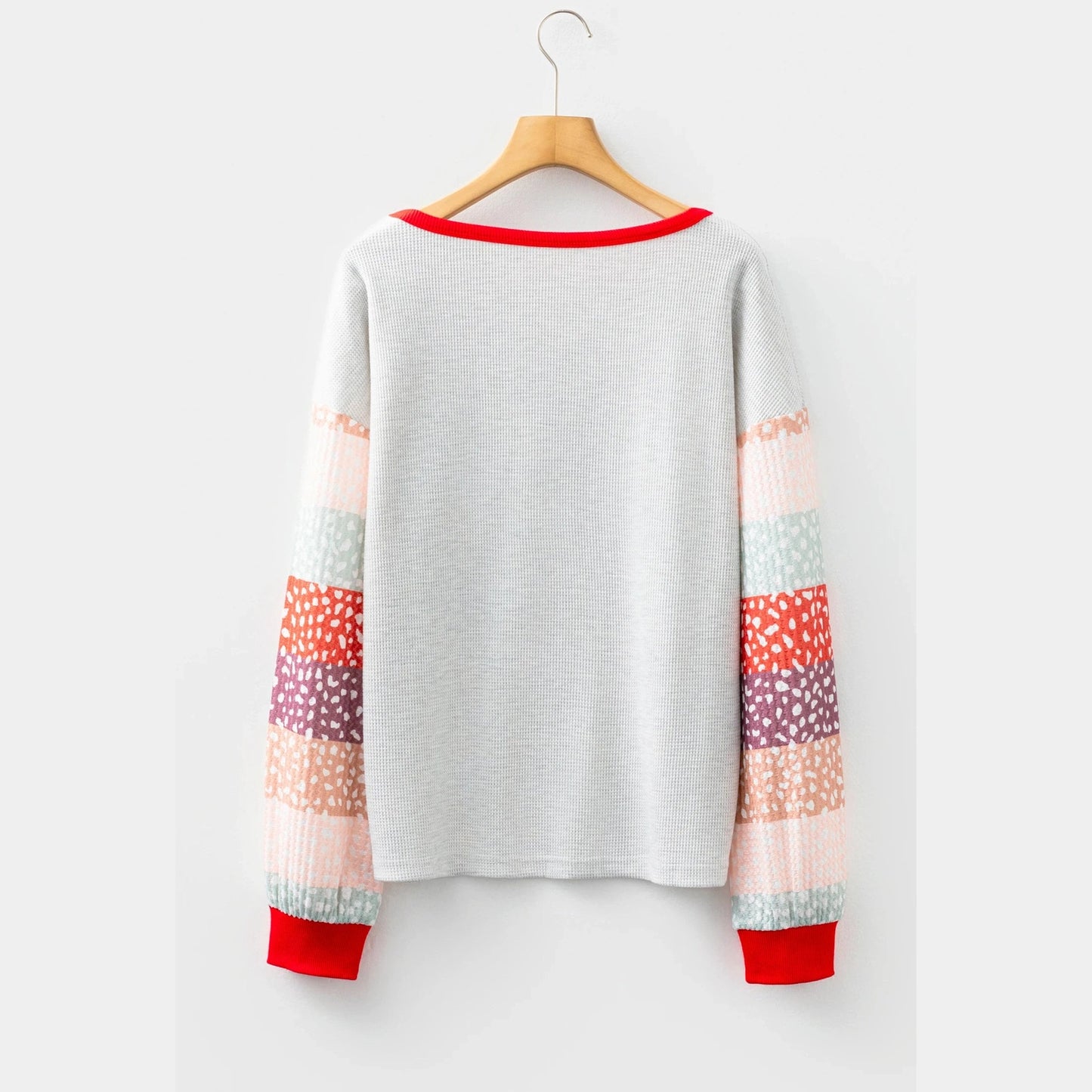 Lulu Contrast Leopard Color Block Sleeve Loose Pullover