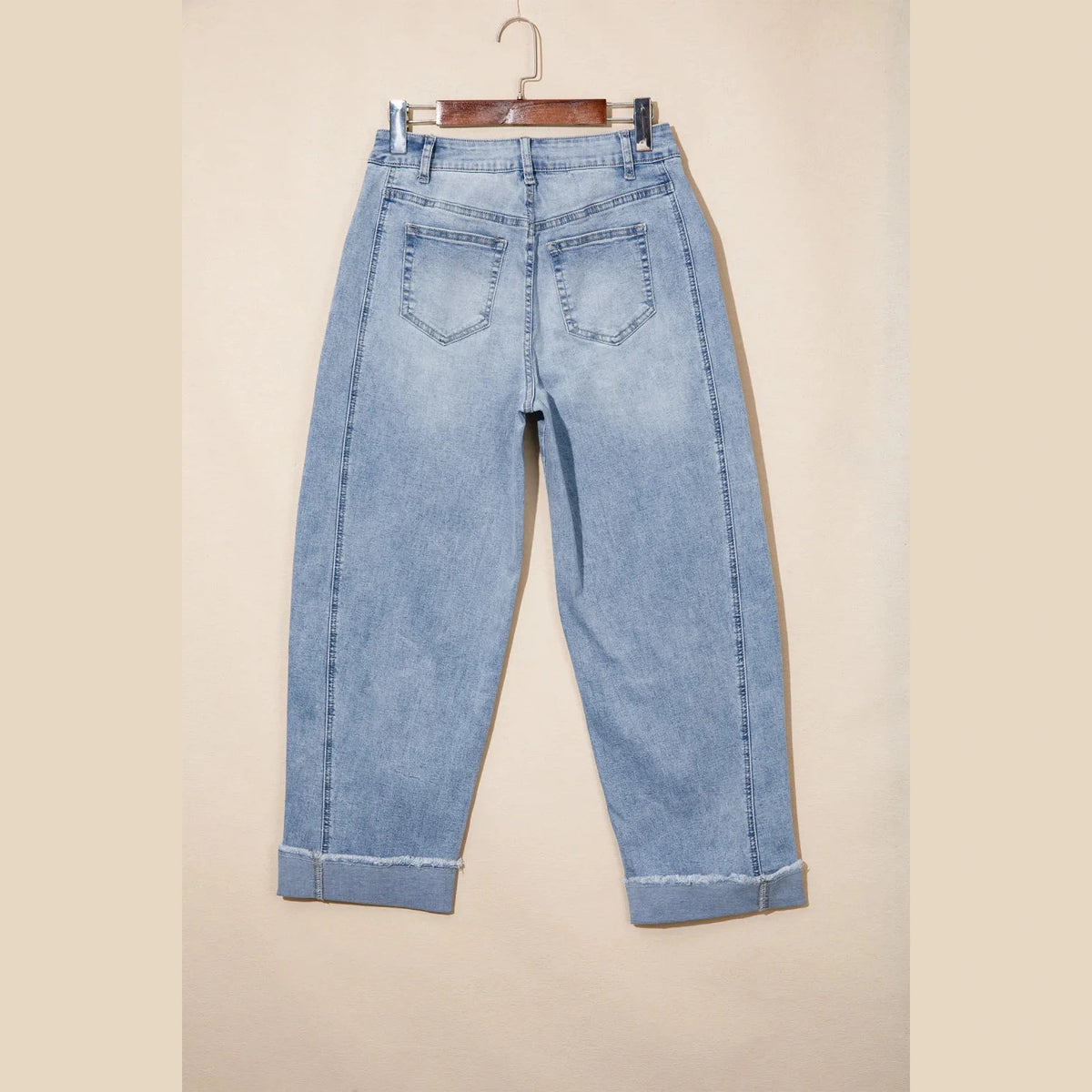 Lylah Raw Hem Turnup Loose Ankle-length Jeans