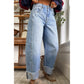 Lylah Raw Hem Turnup Loose Ankle-length Jeans