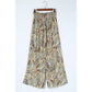 Lynnette Multicolor Floral Print Shirred High Waist Wide Leg Casual Pants