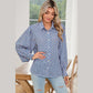 Lynneth Sky Blue Abstract Print Shirred Cuff Buttoned Oversized Shirt