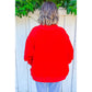 Fiery Red Embroidered Merry Slogan Stand Neck Long Sleeve Shift Sweatshirt