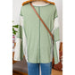 Mandee Grass Green Crochet Detail Exposed Seam High Low Loose Top