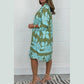 Madelyn Green Floral Dress With V Neck And 3/4 Length Sleeve