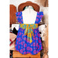 Mikah Blue Floral Colorblock Flutter Straps Flowy Tank Top